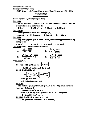 Đề kiểm tra chất lượng đầu năm môn Toán 9 năm học 2015  2016